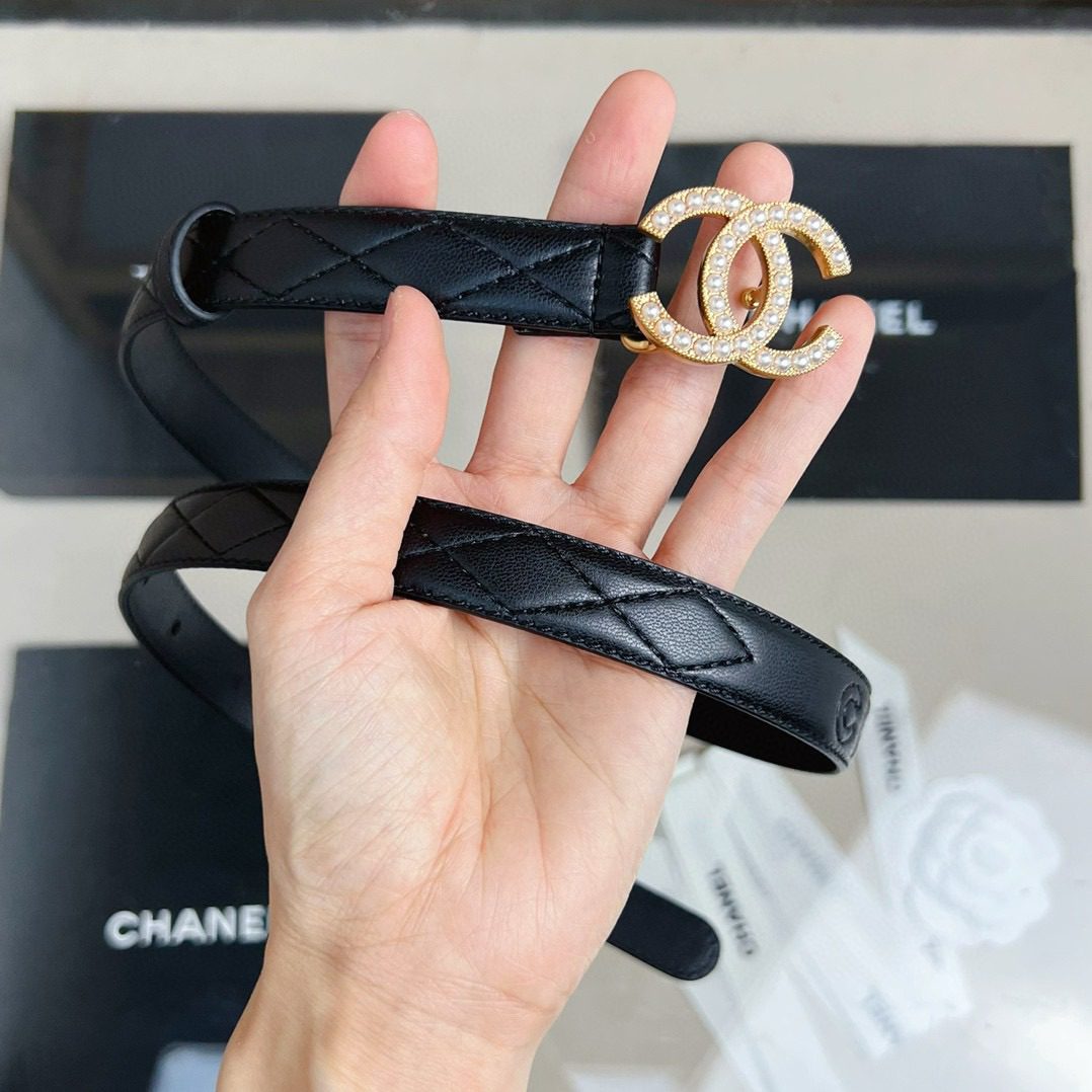 Chanel logo Pearl belt 20mm view 6