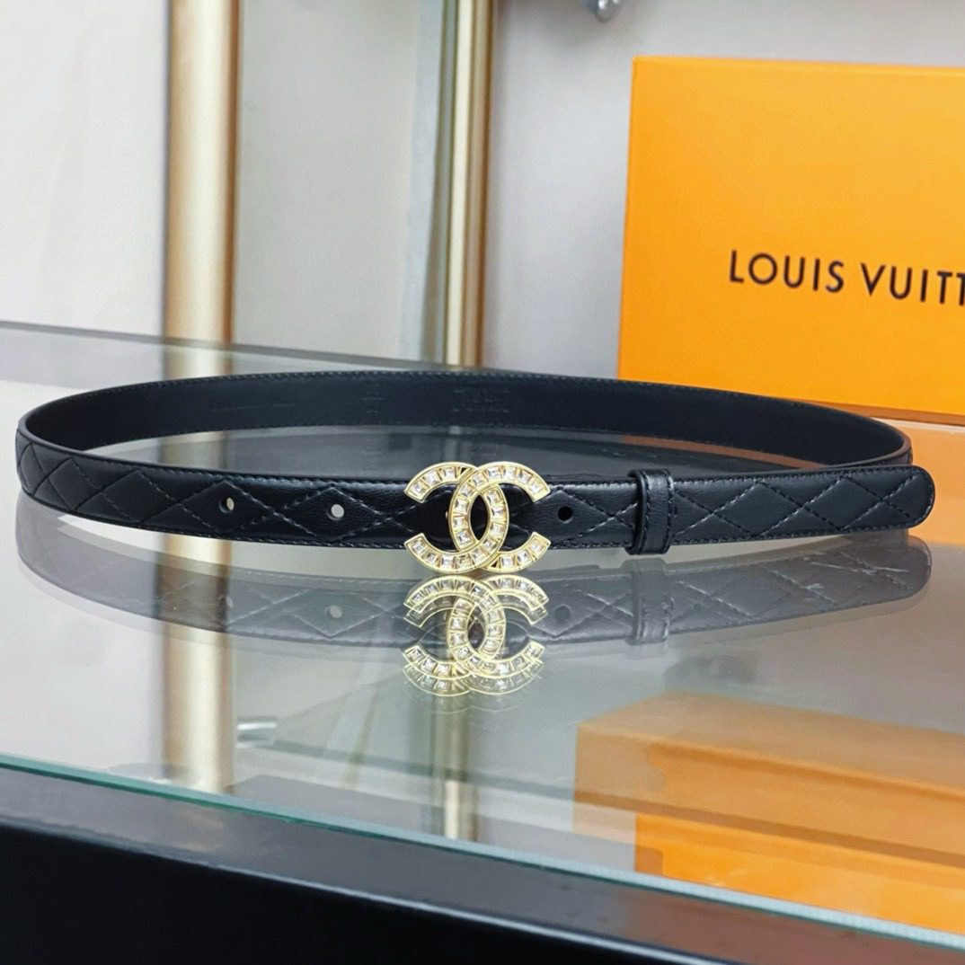 Chanel logo Rhinestone belt 20mm view 7