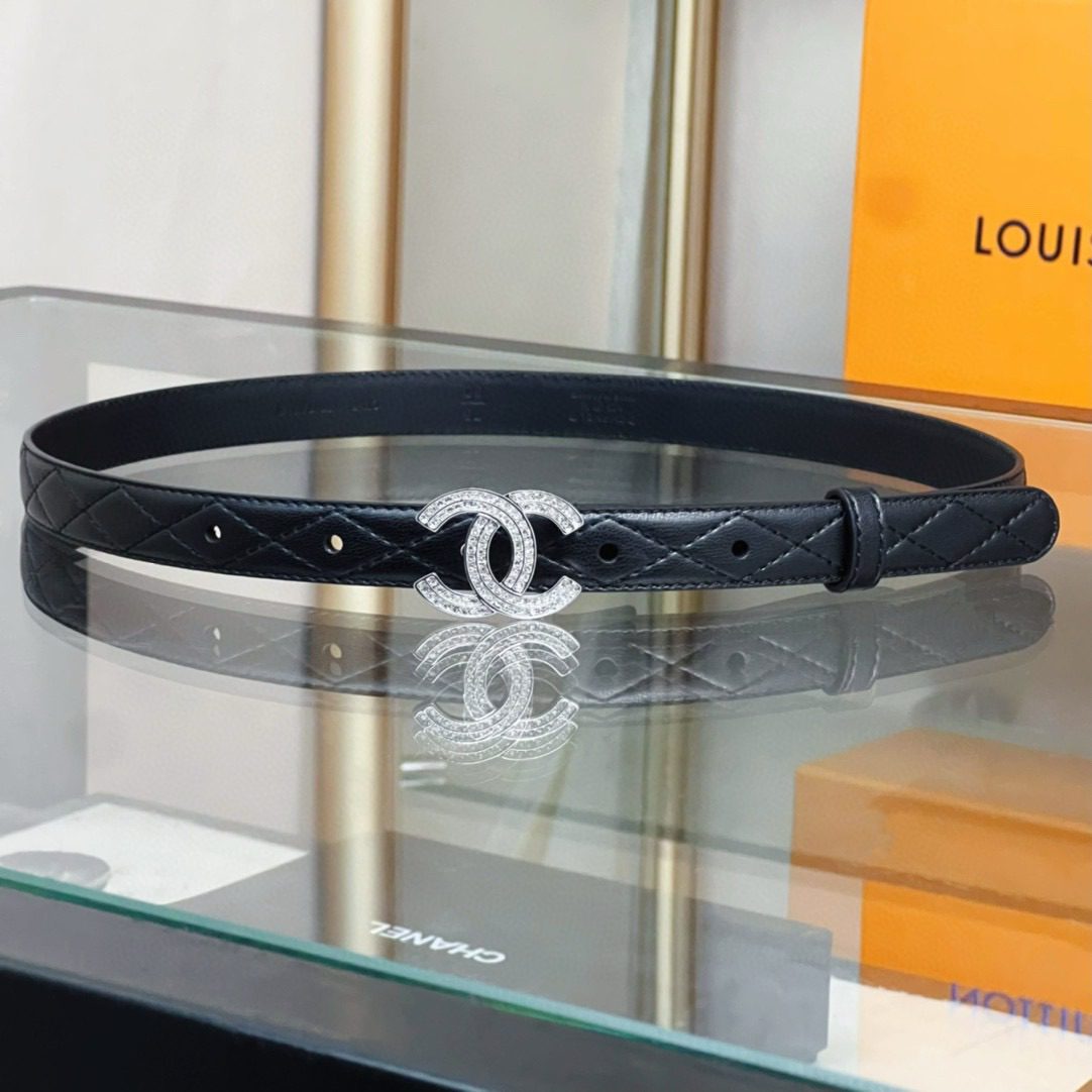 Chanel logo Rhinestone belt 20mm view 7