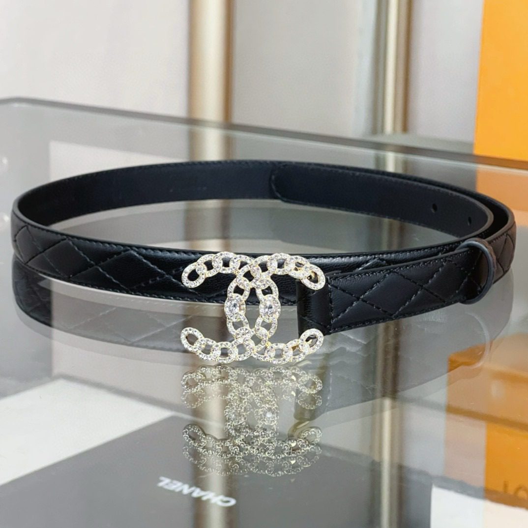 Chanel logo Rhinestone belt 20mm view 10