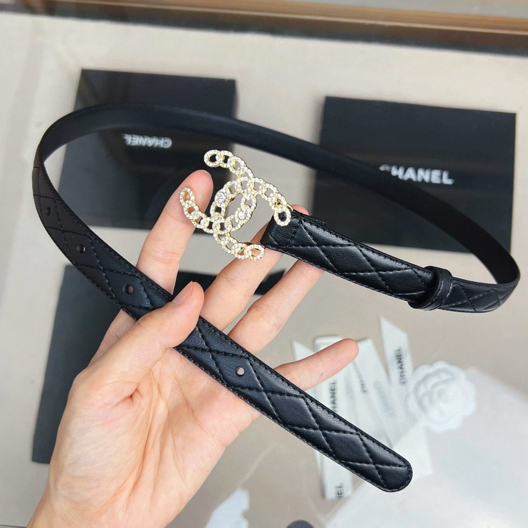 Chanel logo Rhinestone belt 20mm view 13