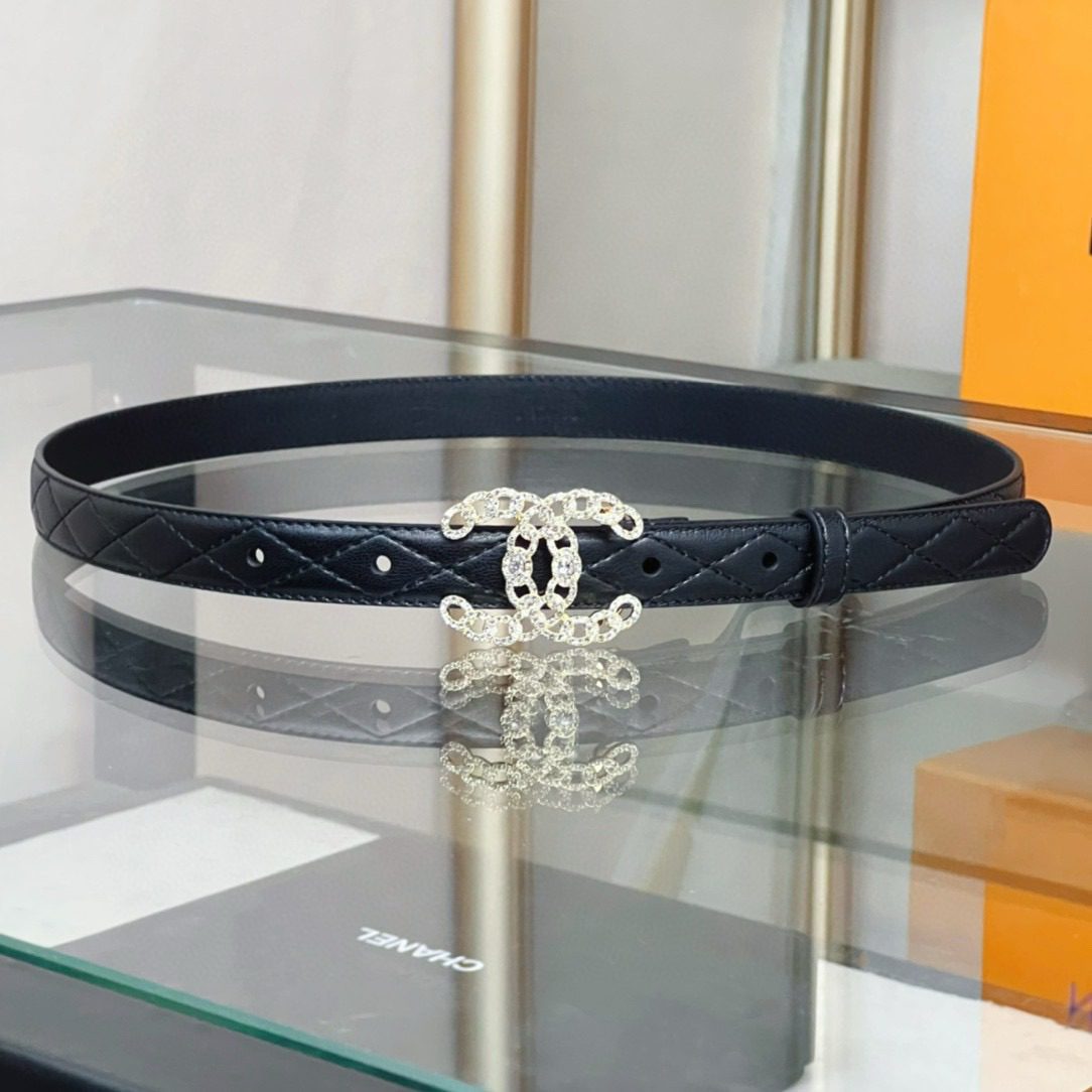 Chanel logo Rhinestone belt 20mm view 14