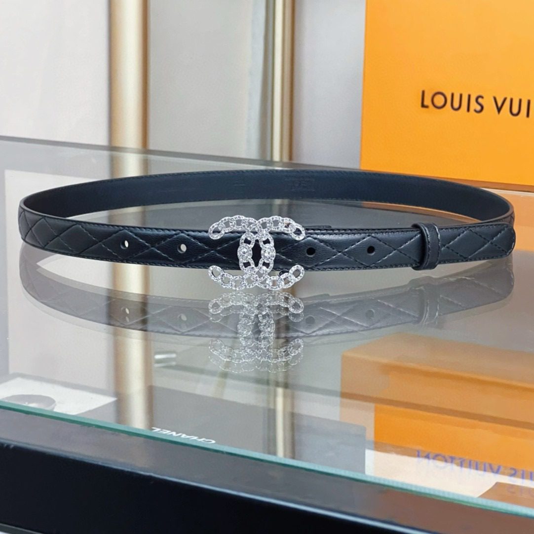 Chanel logo Rhinestone belt 20mm view 8