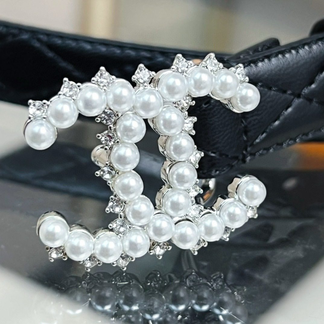 Chanel pearl rhinestone logo belt 20mm view 10