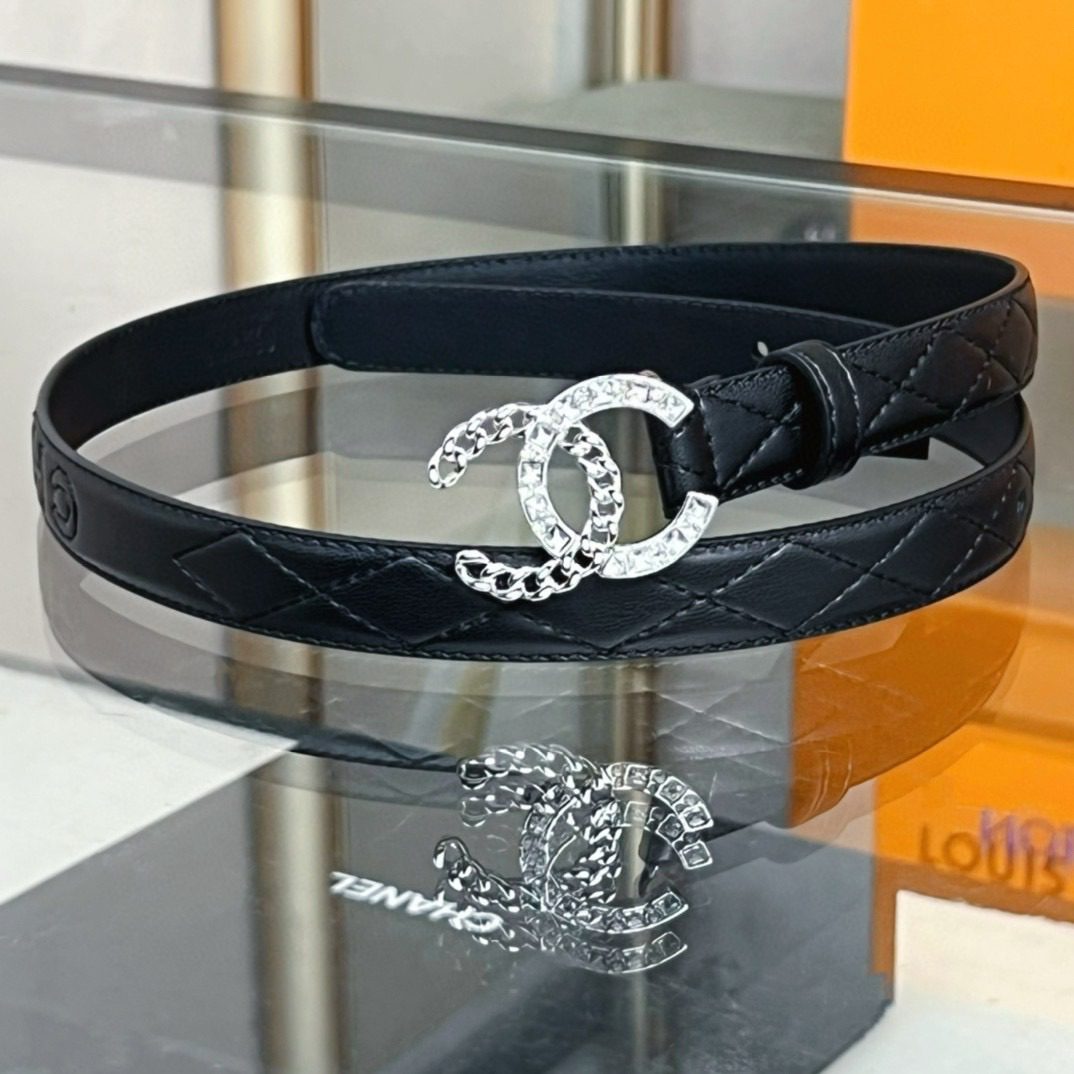Chanel rhinestone logo belt 20mm view 1