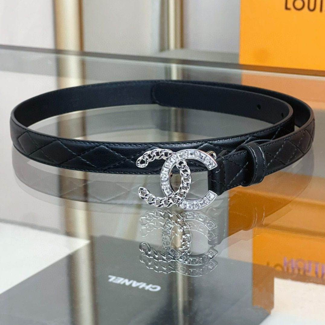 Chanel rhinestone logo belt 20mm view 2