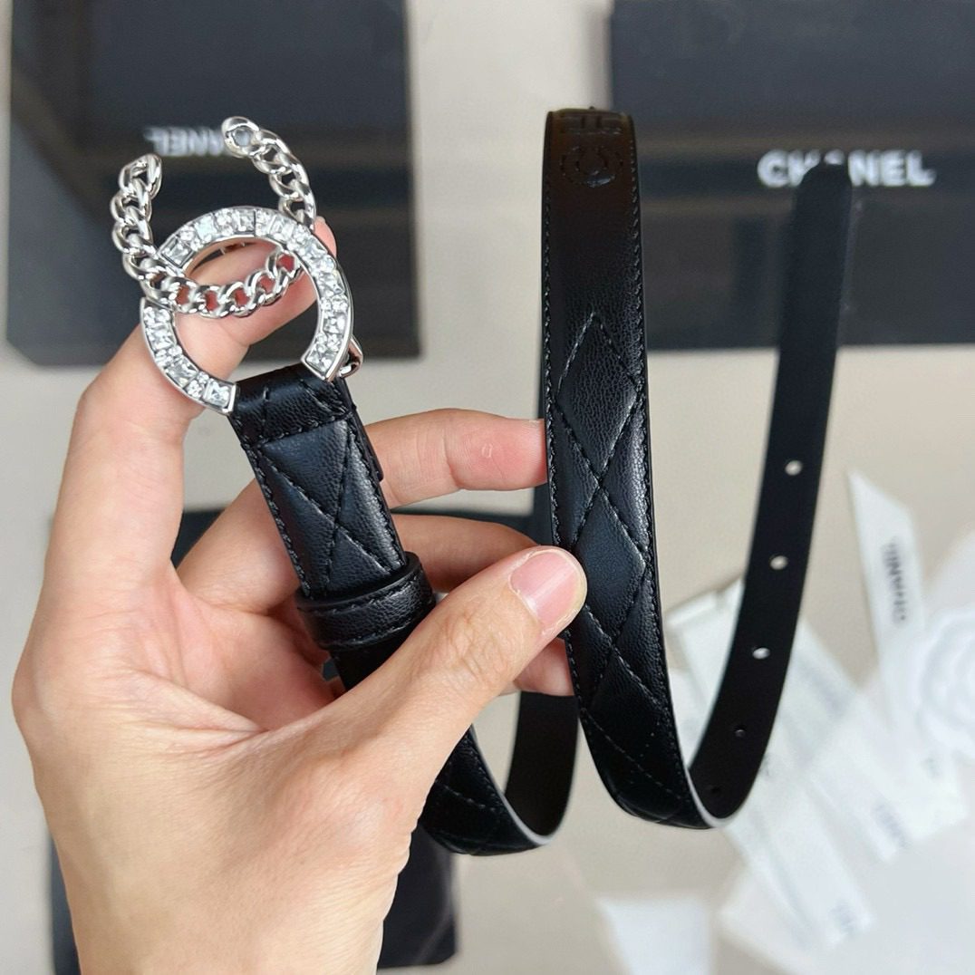 Chanel rhinestone logo belt 20mm view 4