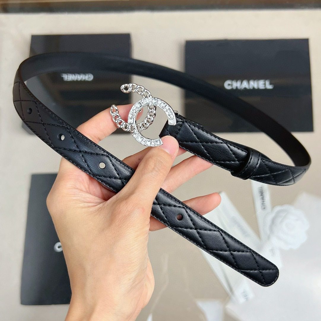 Chanel rhinestone logo belt 20mm view 5