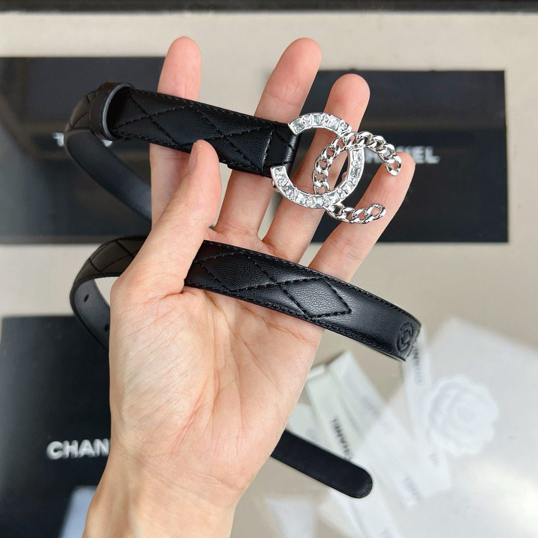 Chanel rhinestone logo belt 20mm view 6