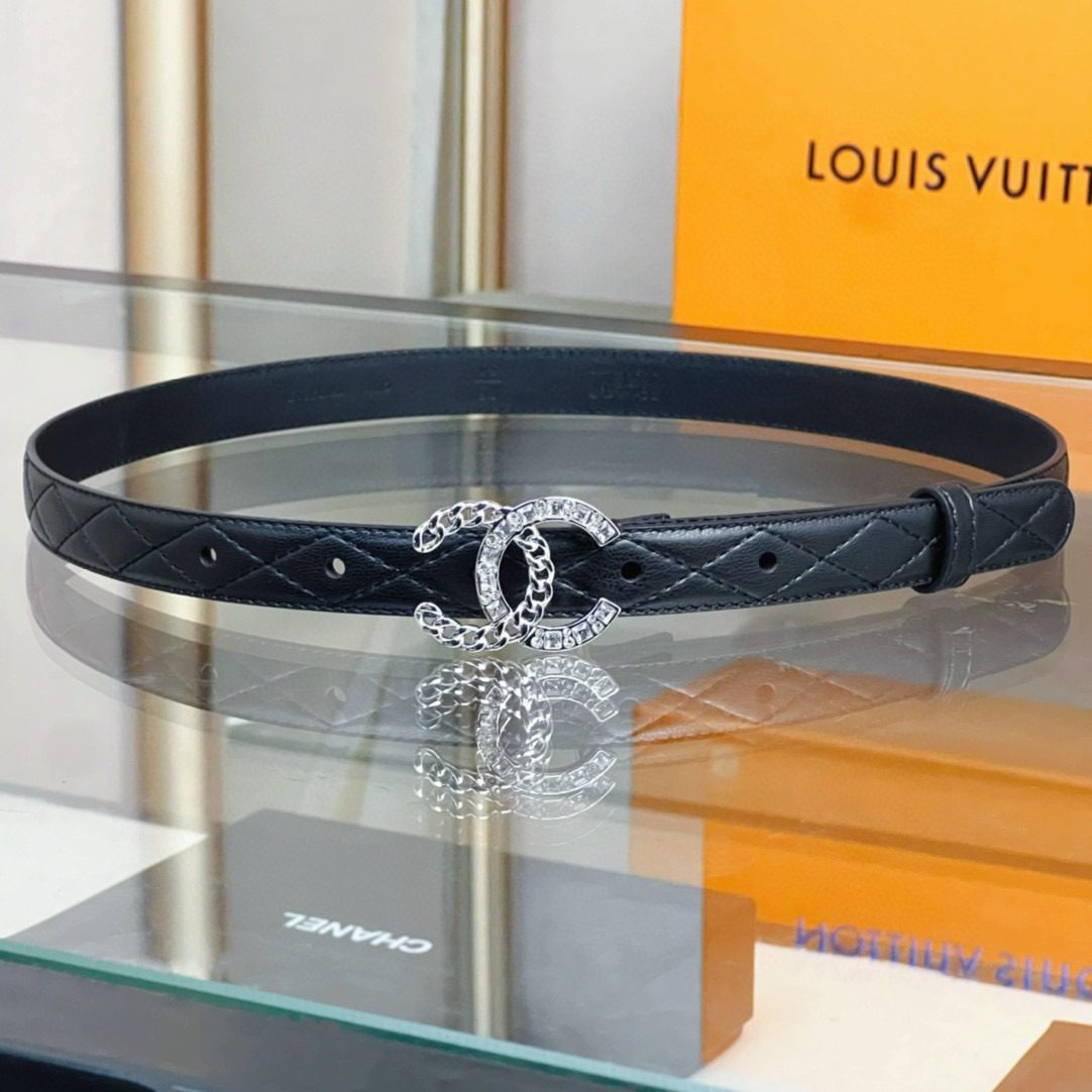 Chanel rhinestone logo belt 20mm view 7