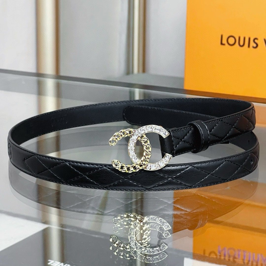 Chanel rhinestone logo belt 20mm view 1