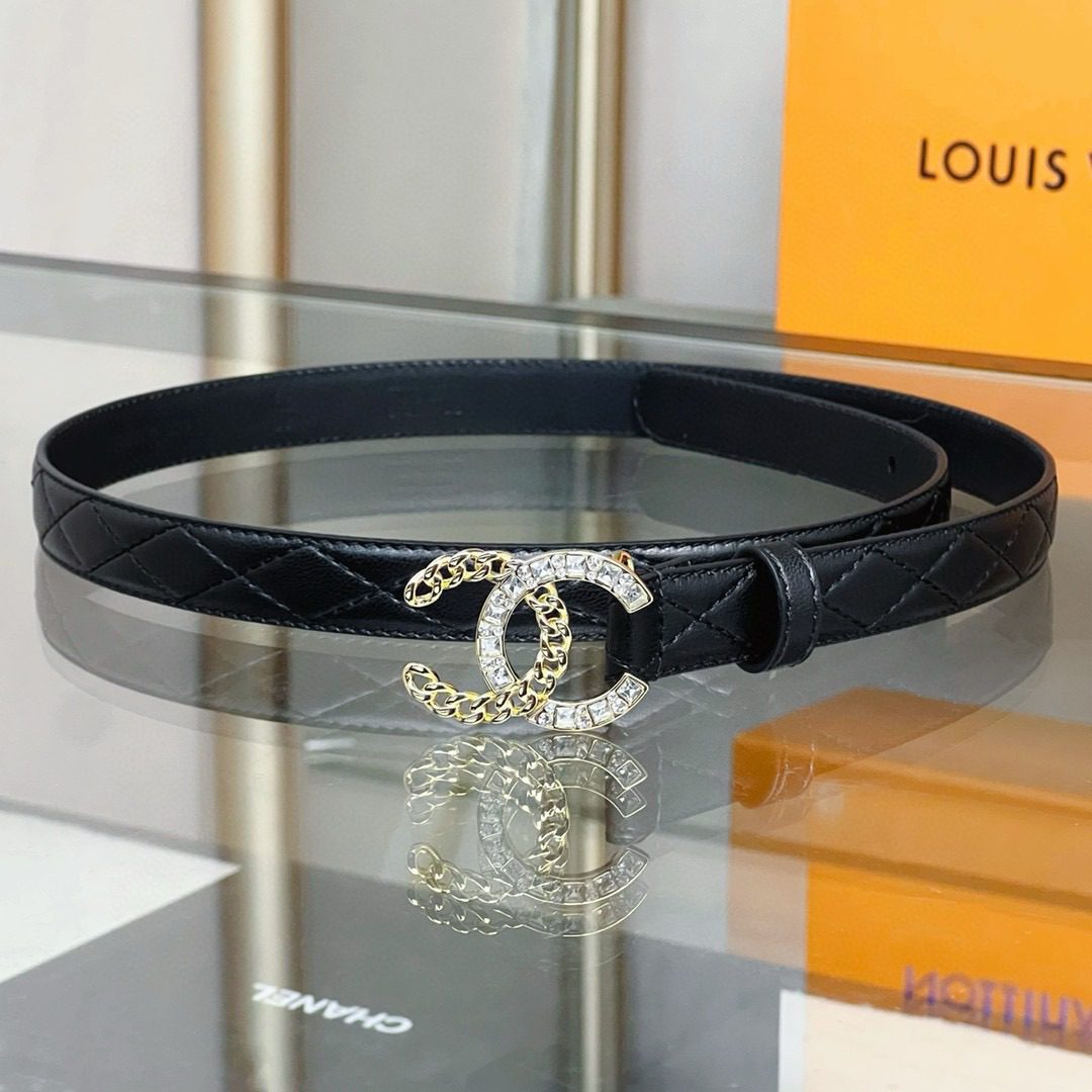 Chanel rhinestone logo belt 20mm view 2