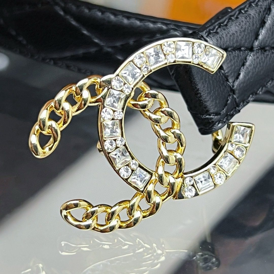 Chanel rhinestone logo belt 20mm view 3