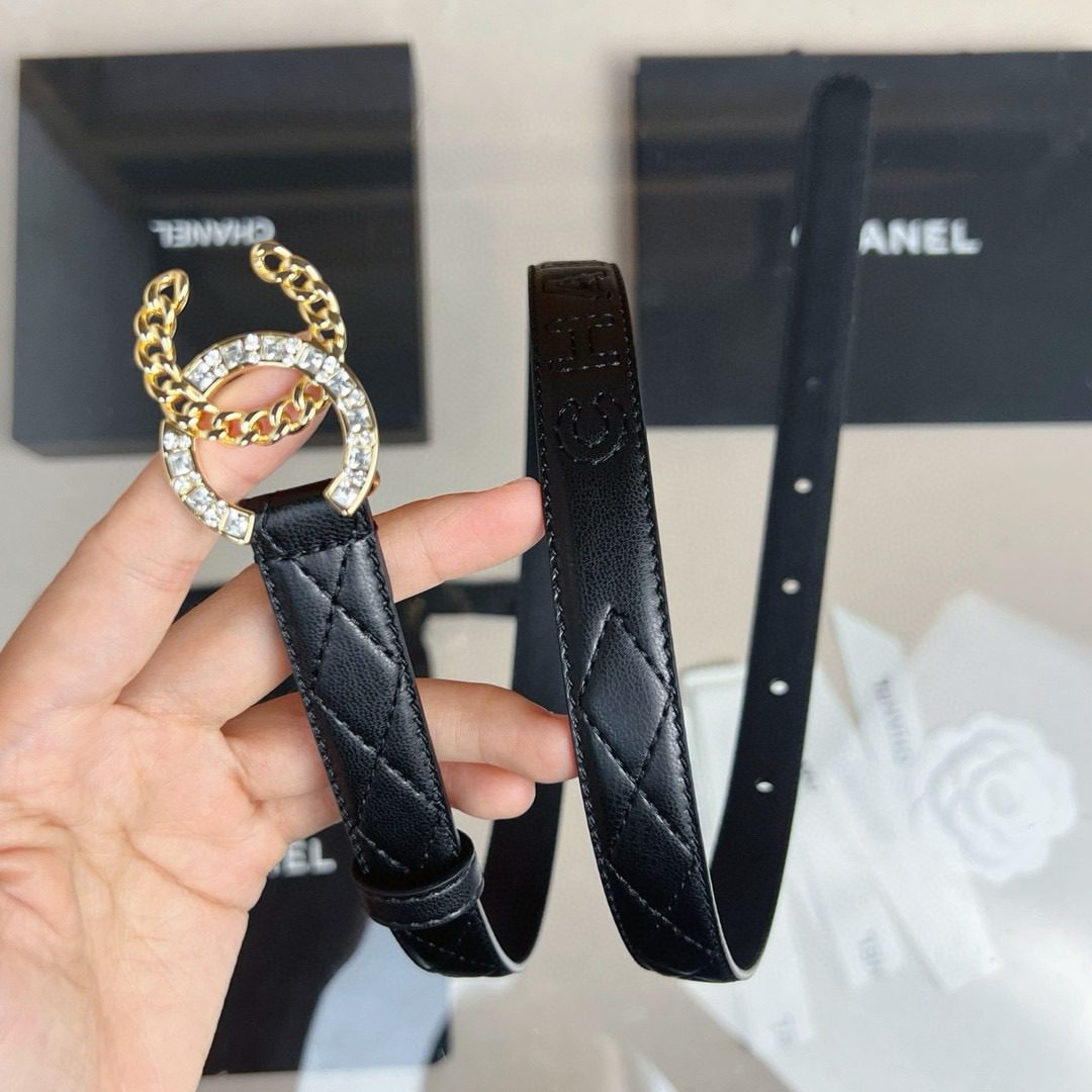 Chanel rhinestone logo belt 20mm view 4