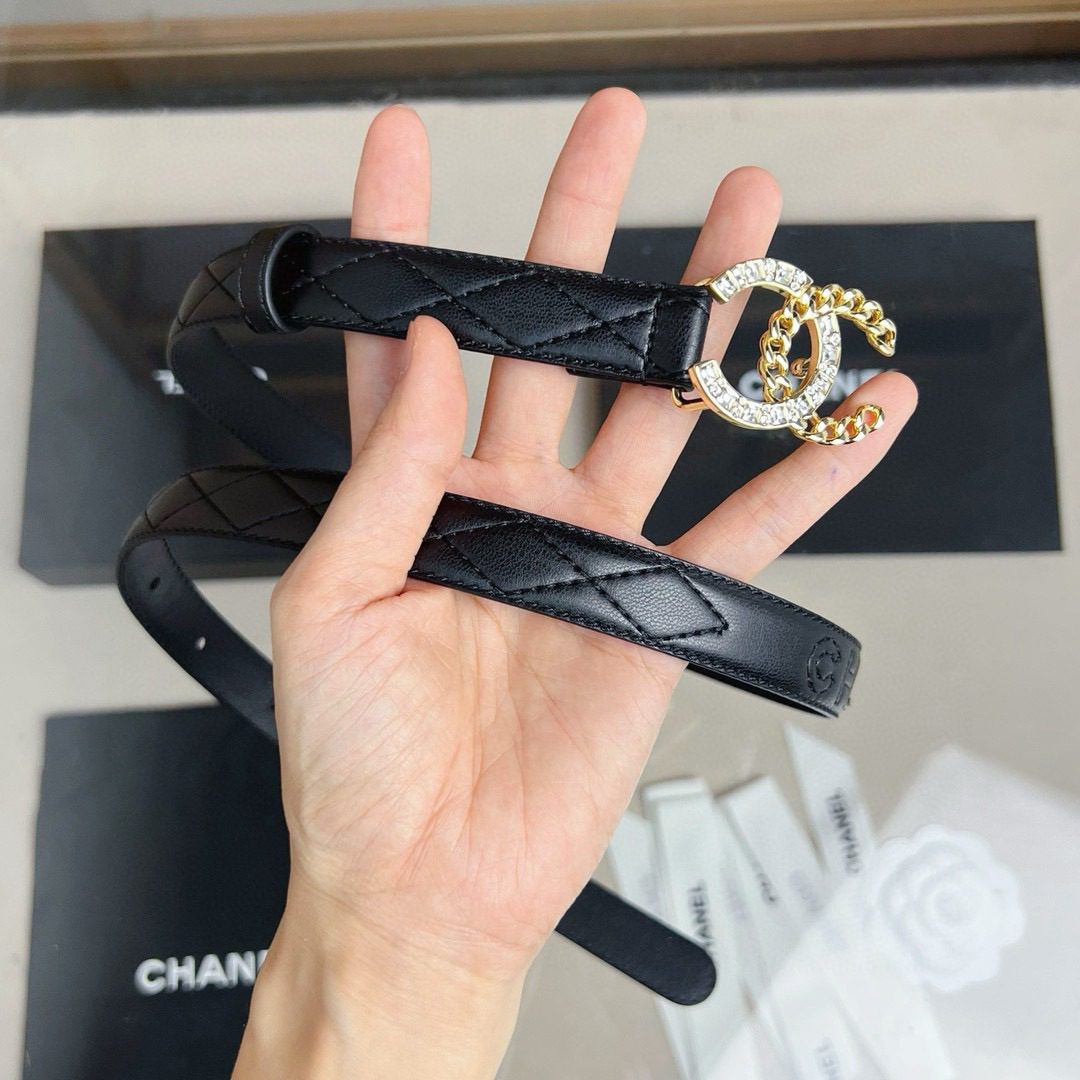 Chanel rhinestone logo belt 20mm view 5