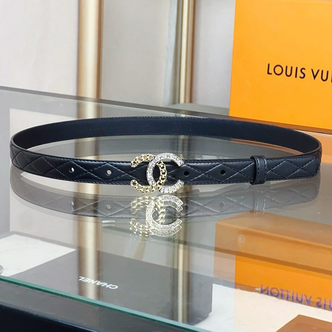 Chanel rhinestone logo belt 20mm view 6