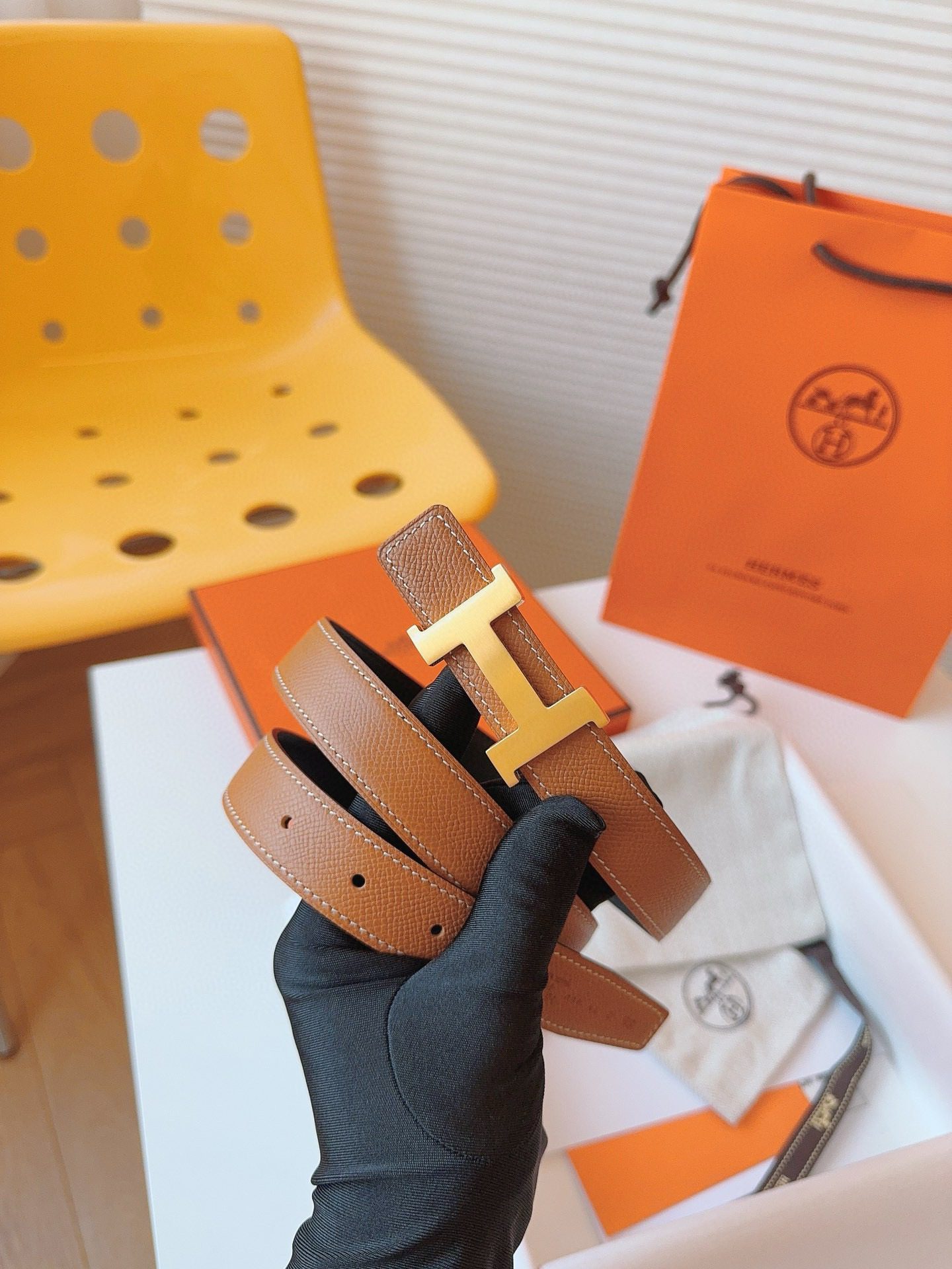 Hermès EPSOM 24mm Calfskin double-sided belt view 1