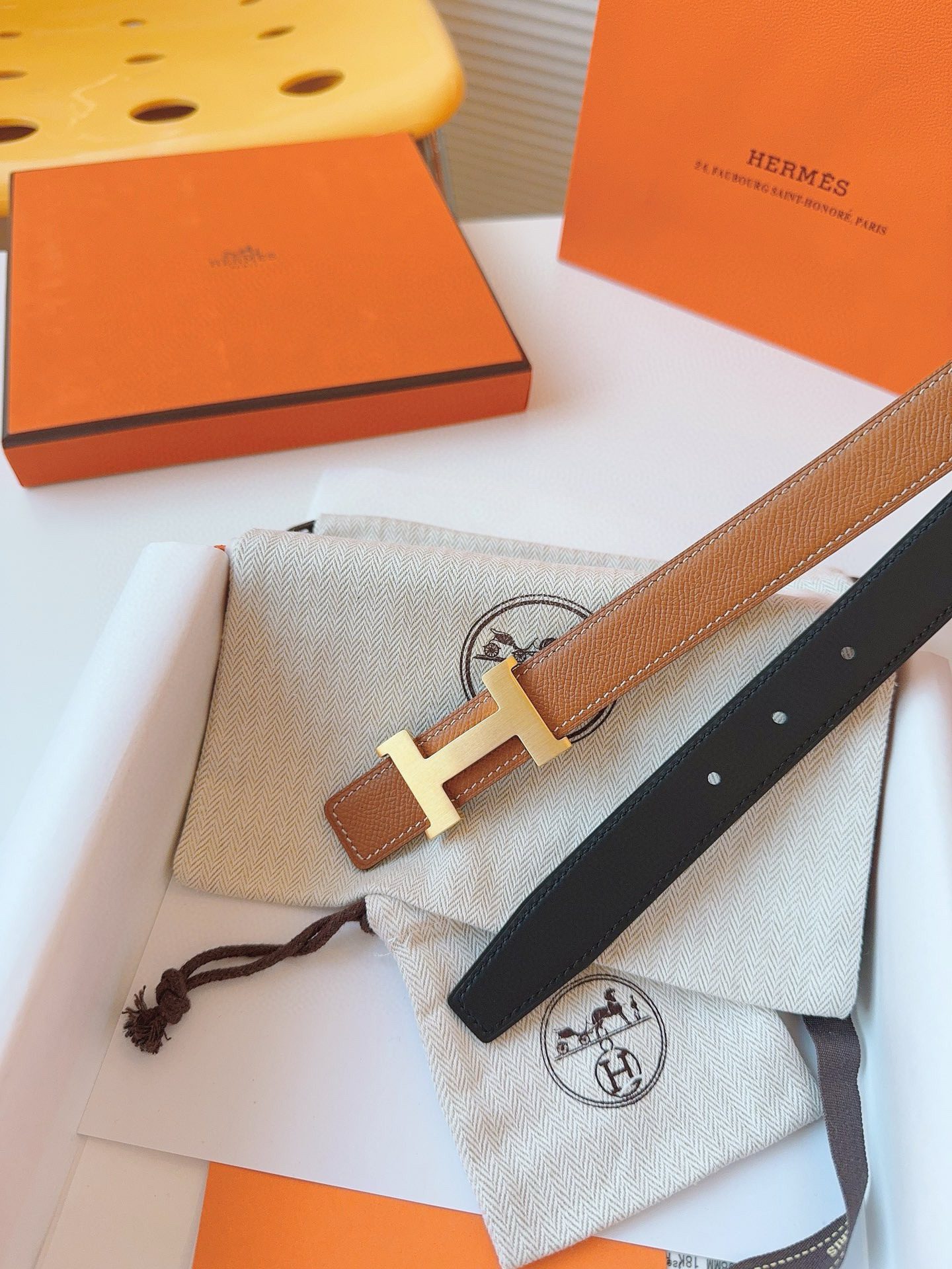 Hermès EPSOM 24mm Calfskin double-sided belt view 4