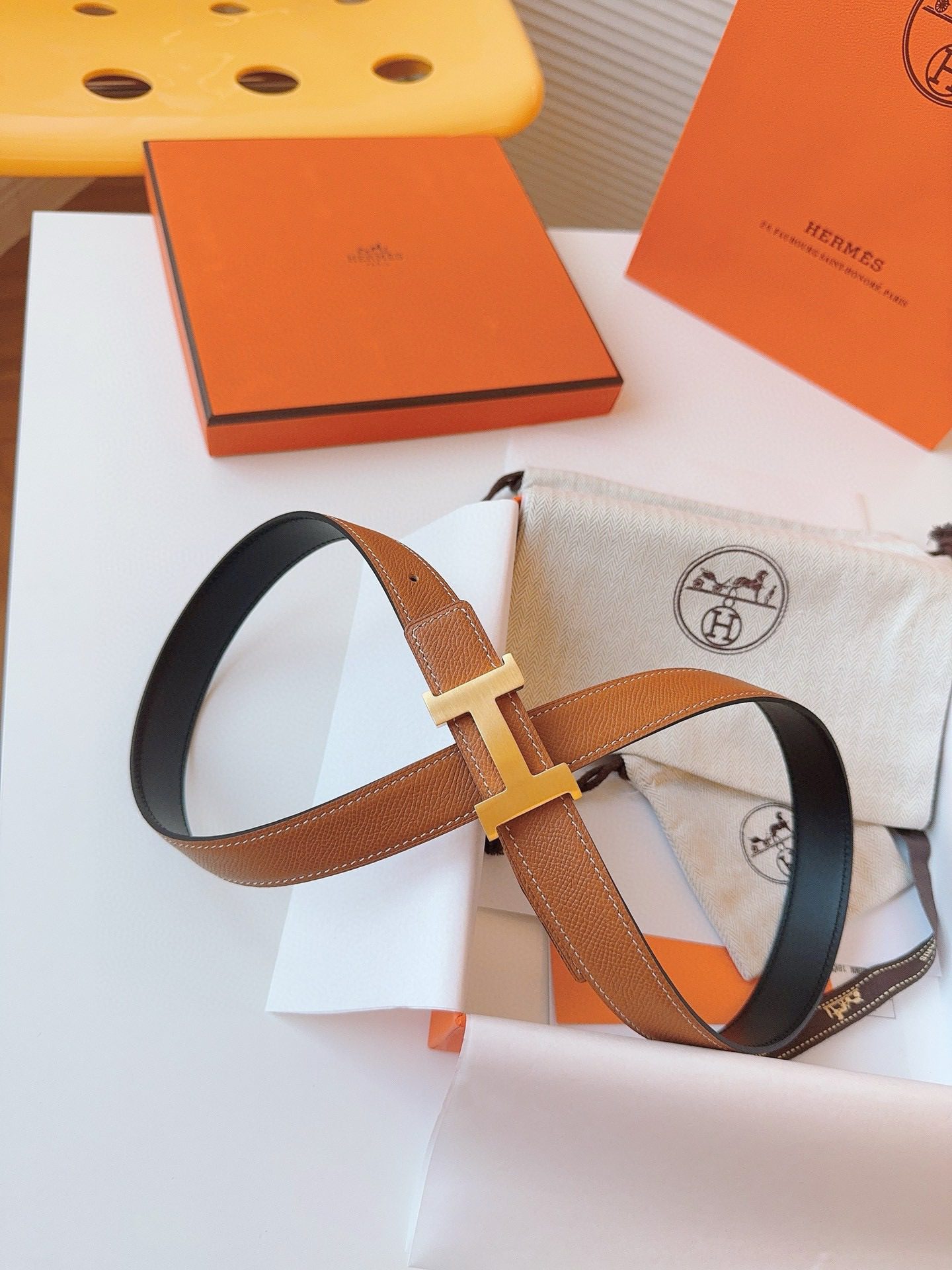Hermès EPSOM 24mm Calfskin double-sided belt view 6