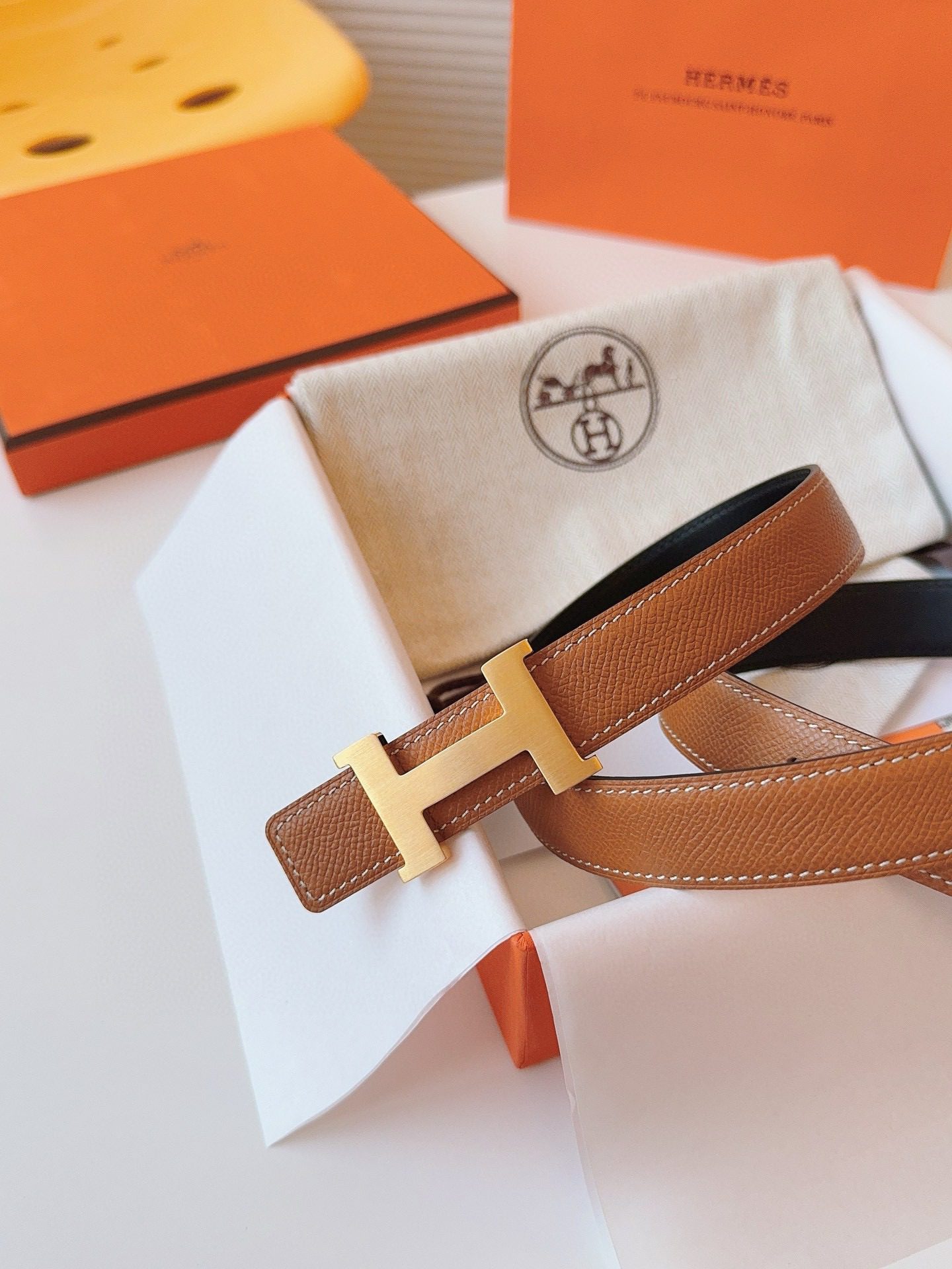 Hermès EPSOM 24mm Calfskin double-sided belt view 7