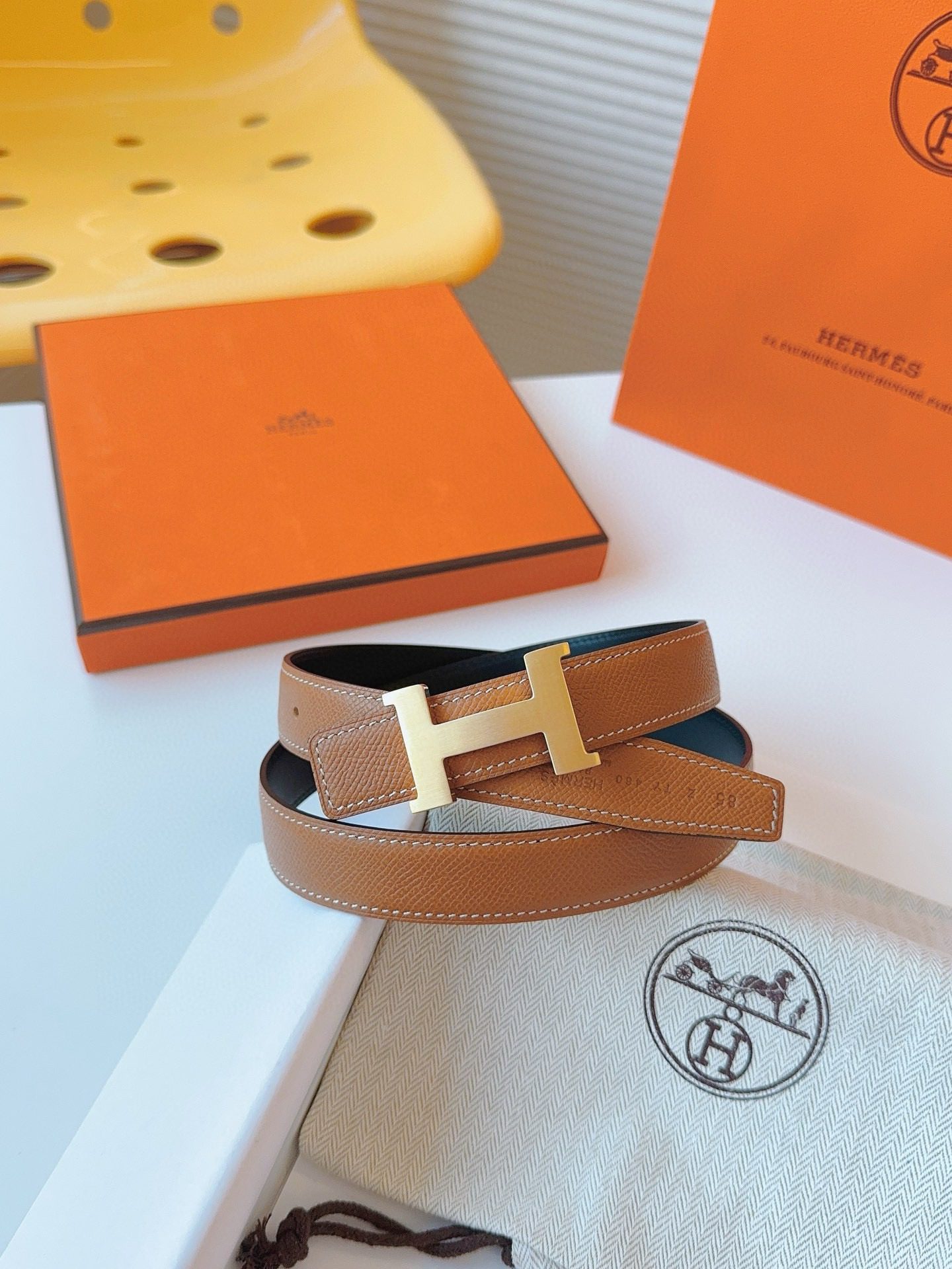 Hermès EPSOM 24mm Calfskin double-sided belt view 8