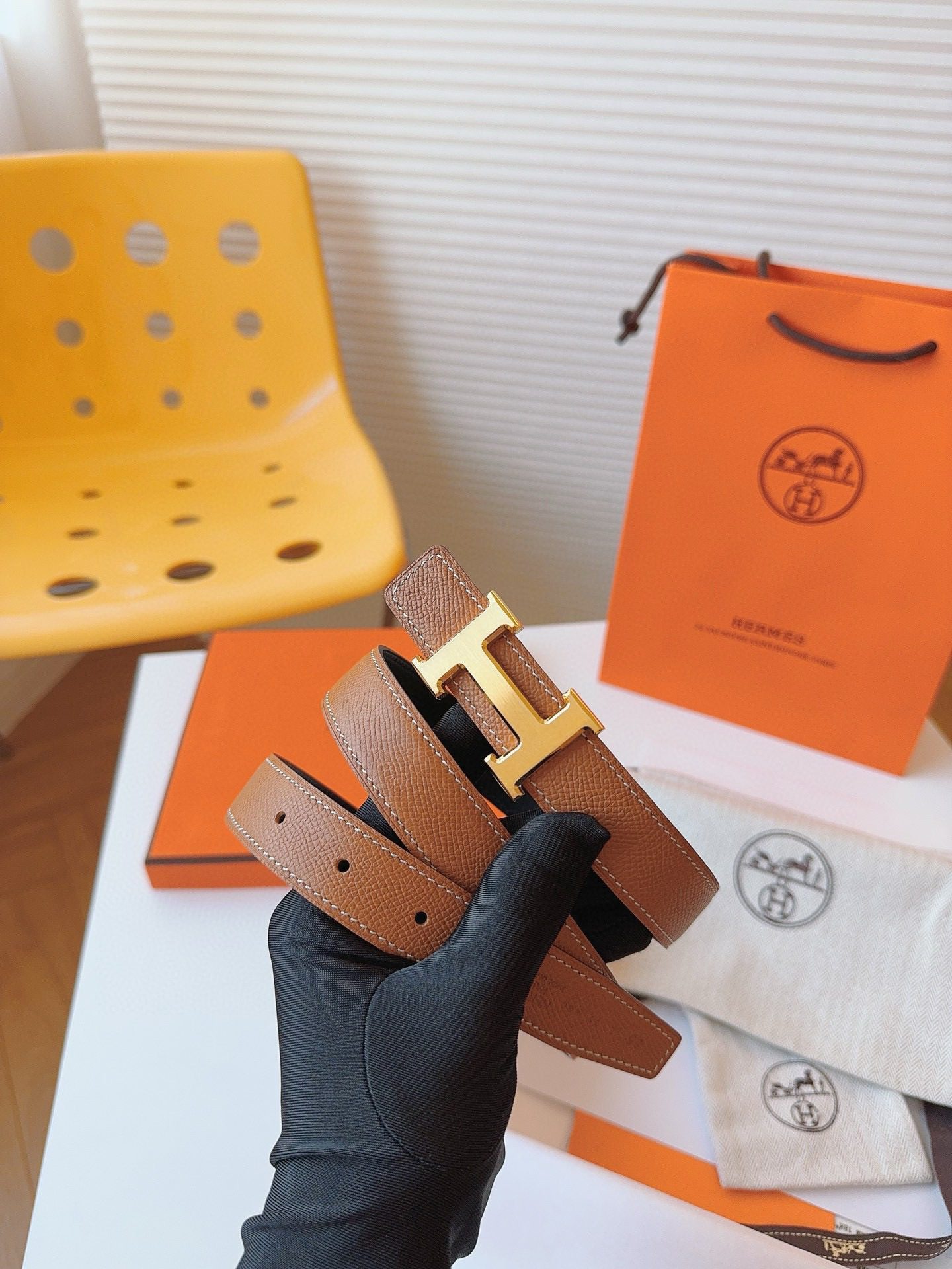 Hermès EPSOM 24mm Calfskin double-sided belt view 1