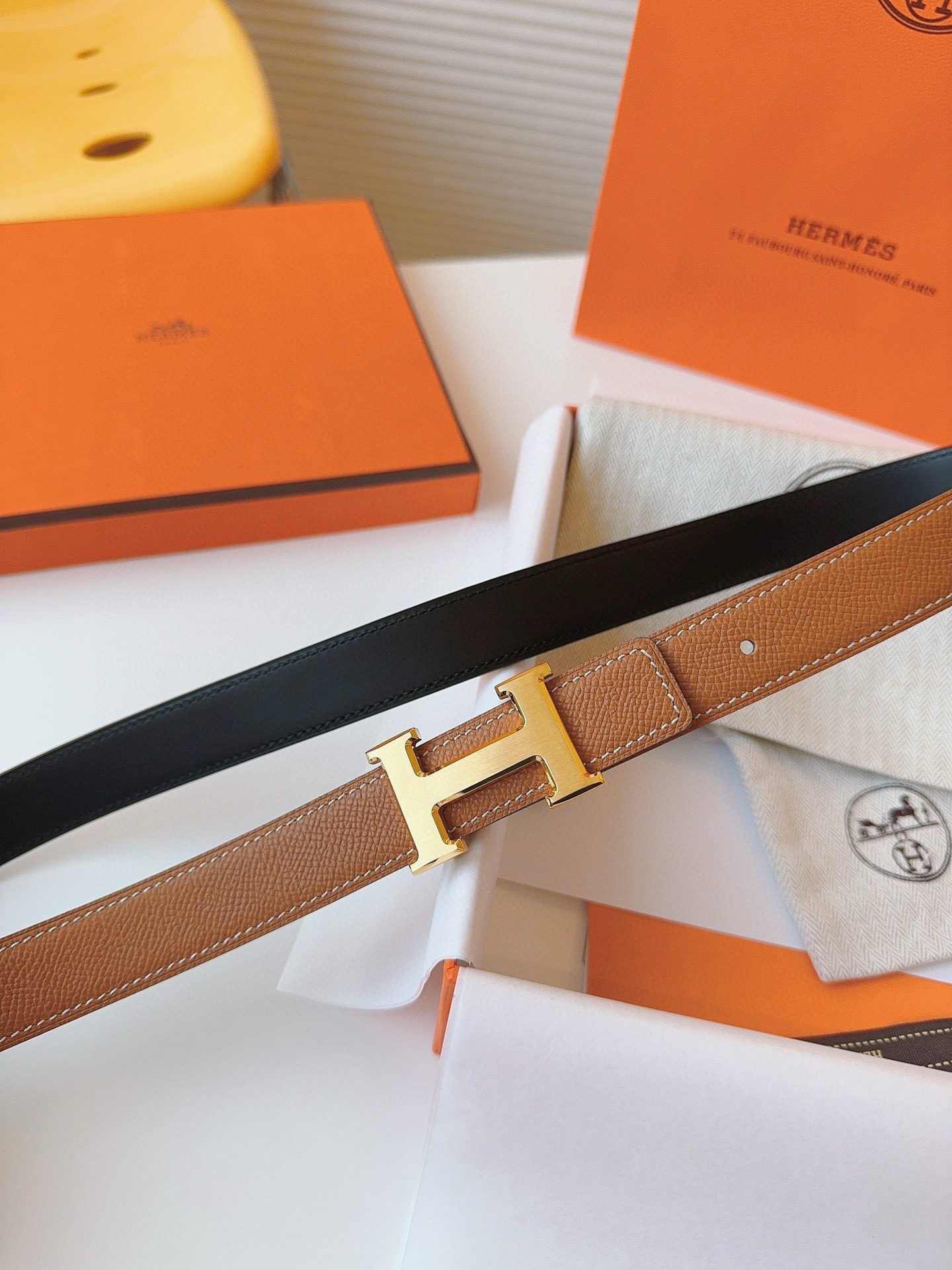 Hermès EPSOM 24mm Calfskin double-sided belt view 3