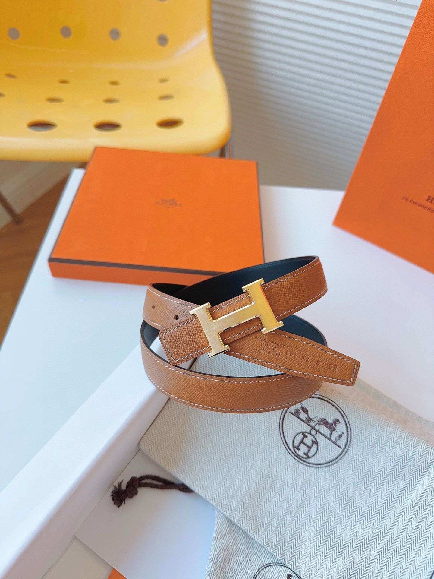 Hermès EPSOM 24mm Calfskin double-sided belt view 4