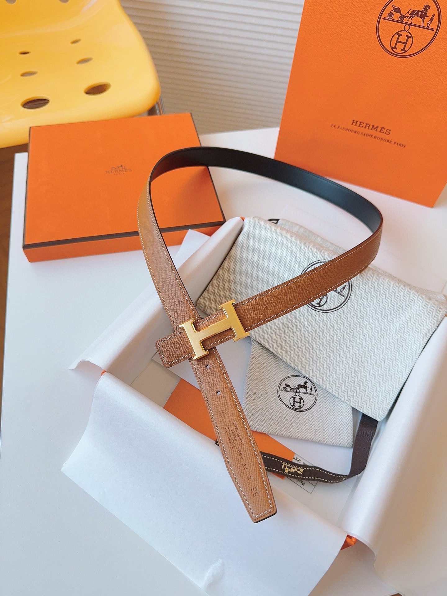 Hermès EPSOM 24mm Calfskin double-sided belt view 5