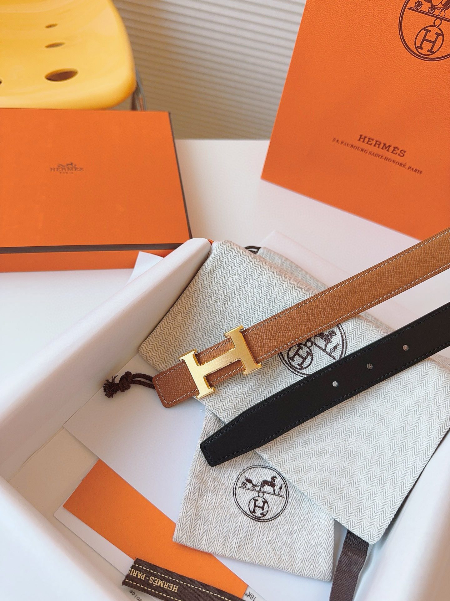 Hermès EPSOM 24mm Calfskin double-sided belt view 7