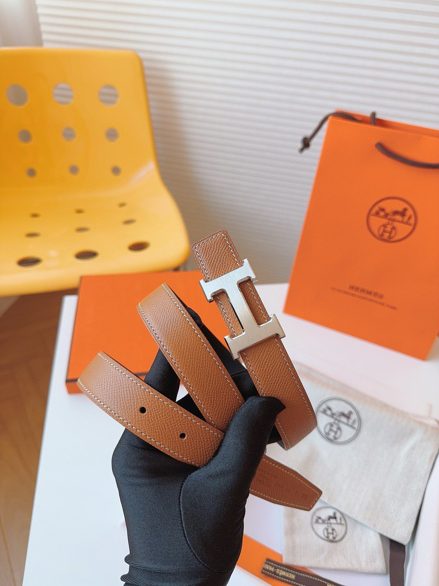 Hermès EPSOM 24mm Calfskin double-sided belt view 1