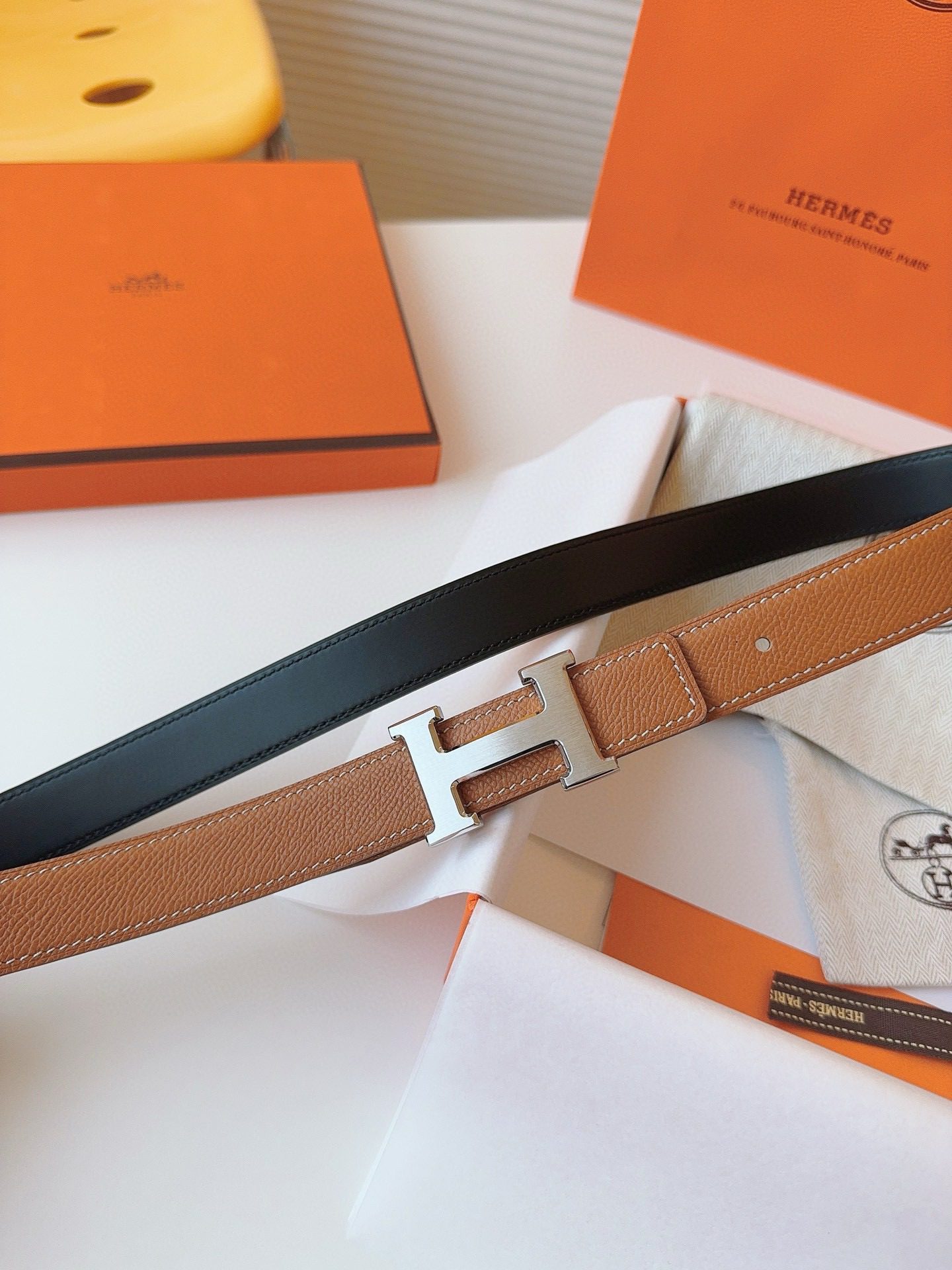 Hermès EPSOM 24mm Calfskin double-sided belt view 3