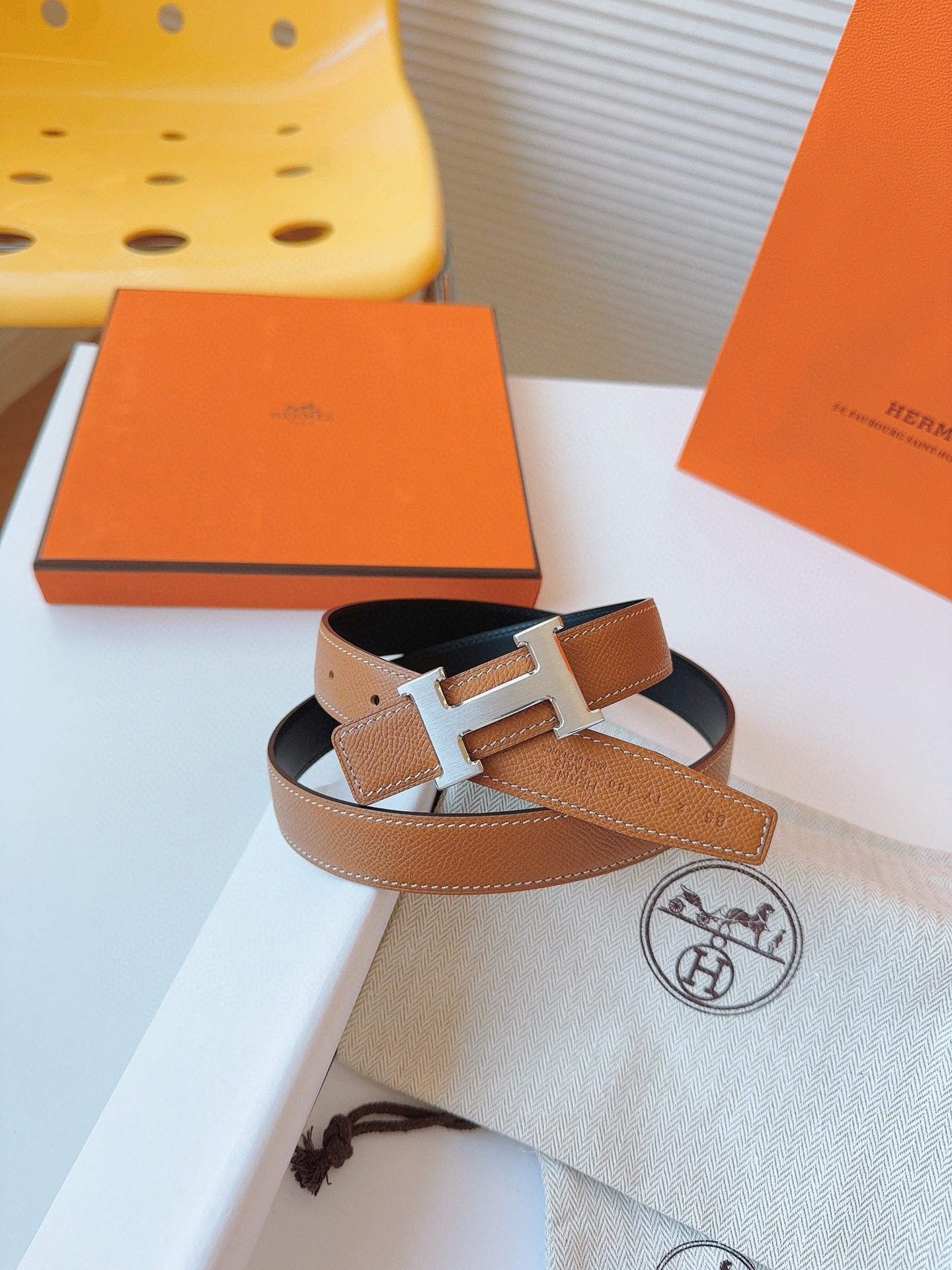 Hermès EPSOM 24mm Calfskin double-sided belt view 4
