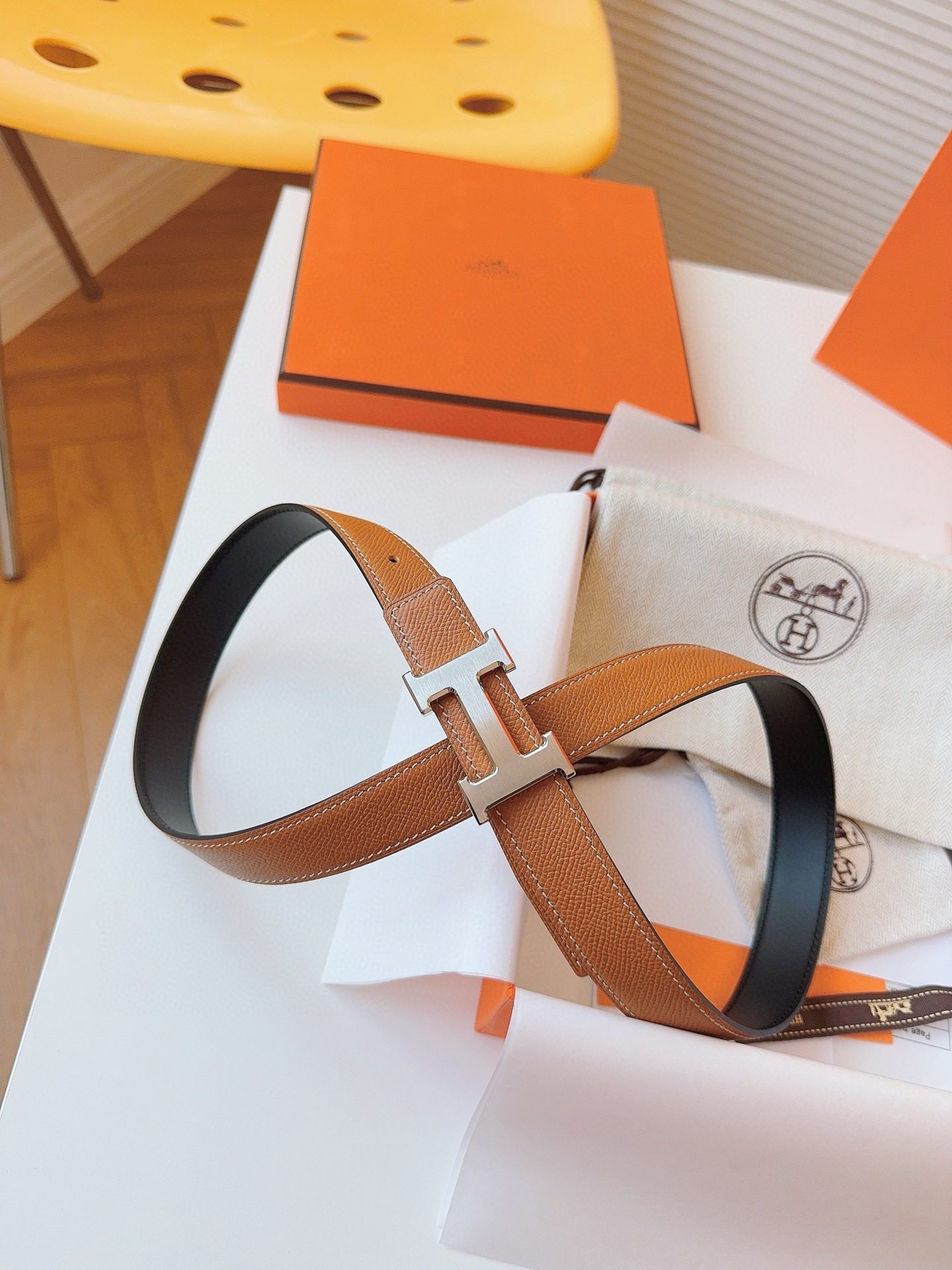 Hermès EPSOM 24mm Calfskin double-sided belt view 5