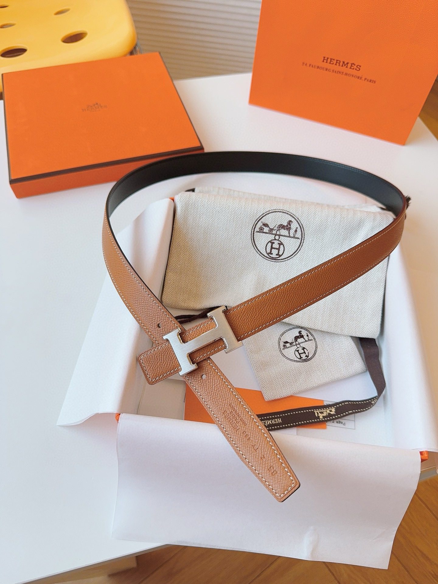Hermès EPSOM 24mm Calfskin double-sided belt view 6