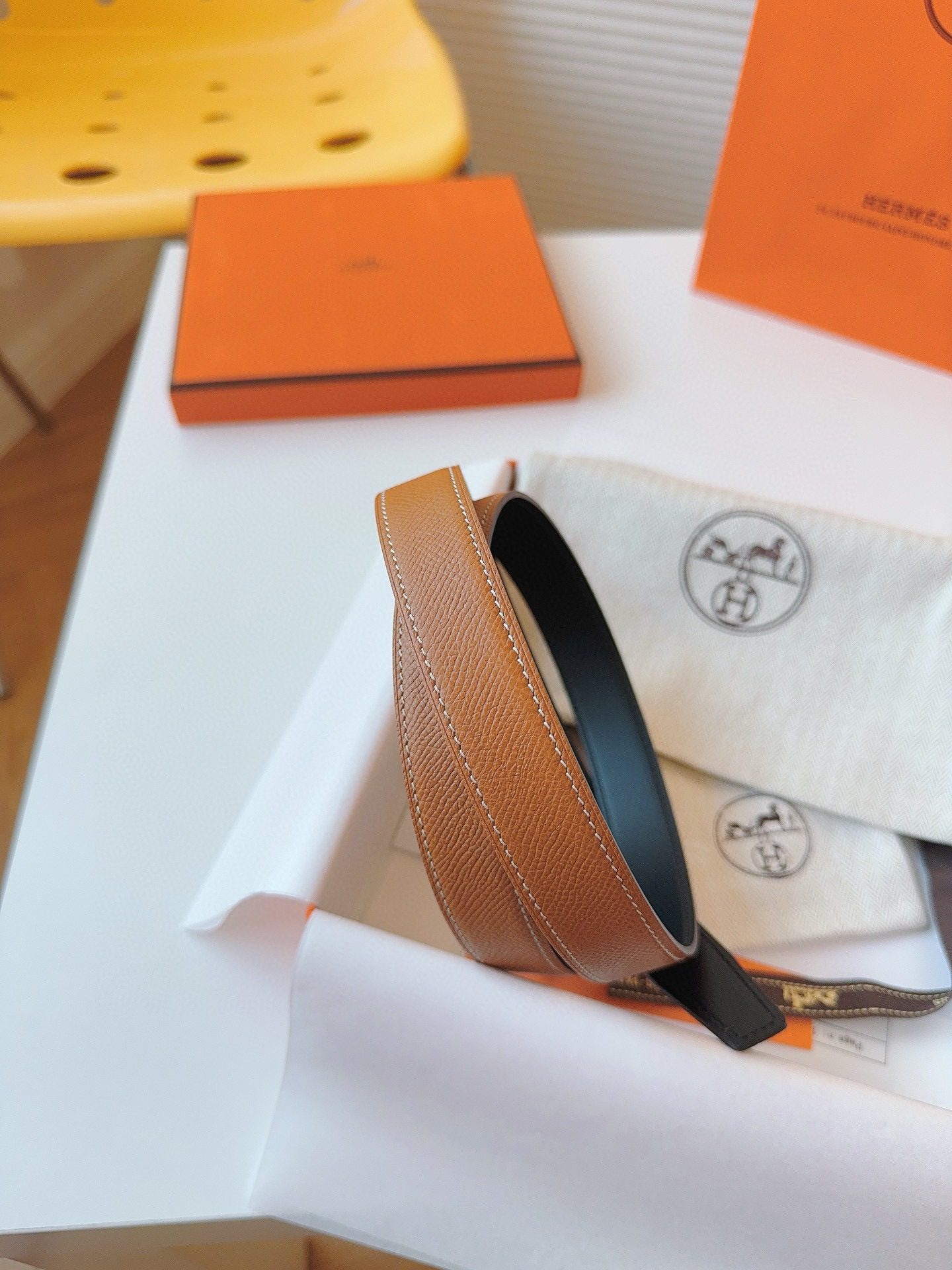 Hermès EPSOM 24mm Calfskin double-sided belt view 8