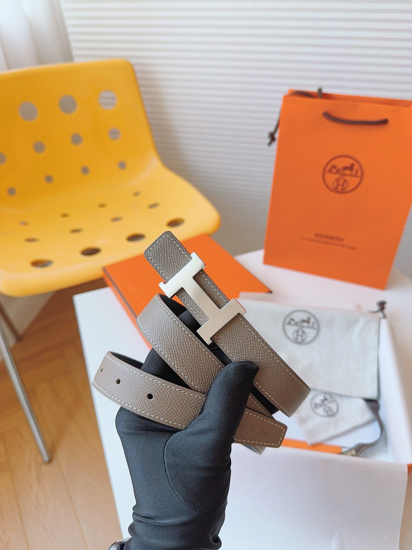 Hermès EPSOM 24mm Calfskin double-sided belt view 1