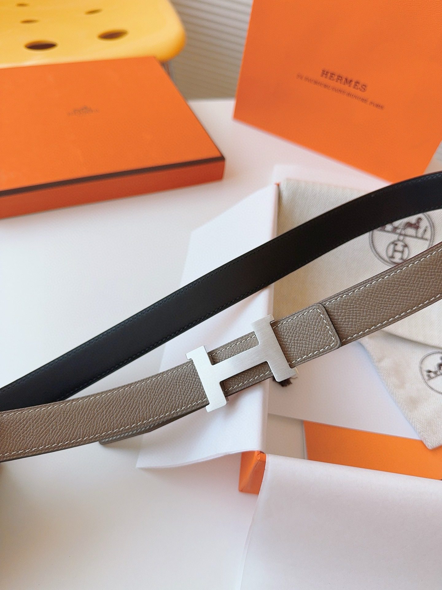 Hermès EPSOM 24mm Calfskin double-sided belt view 3
