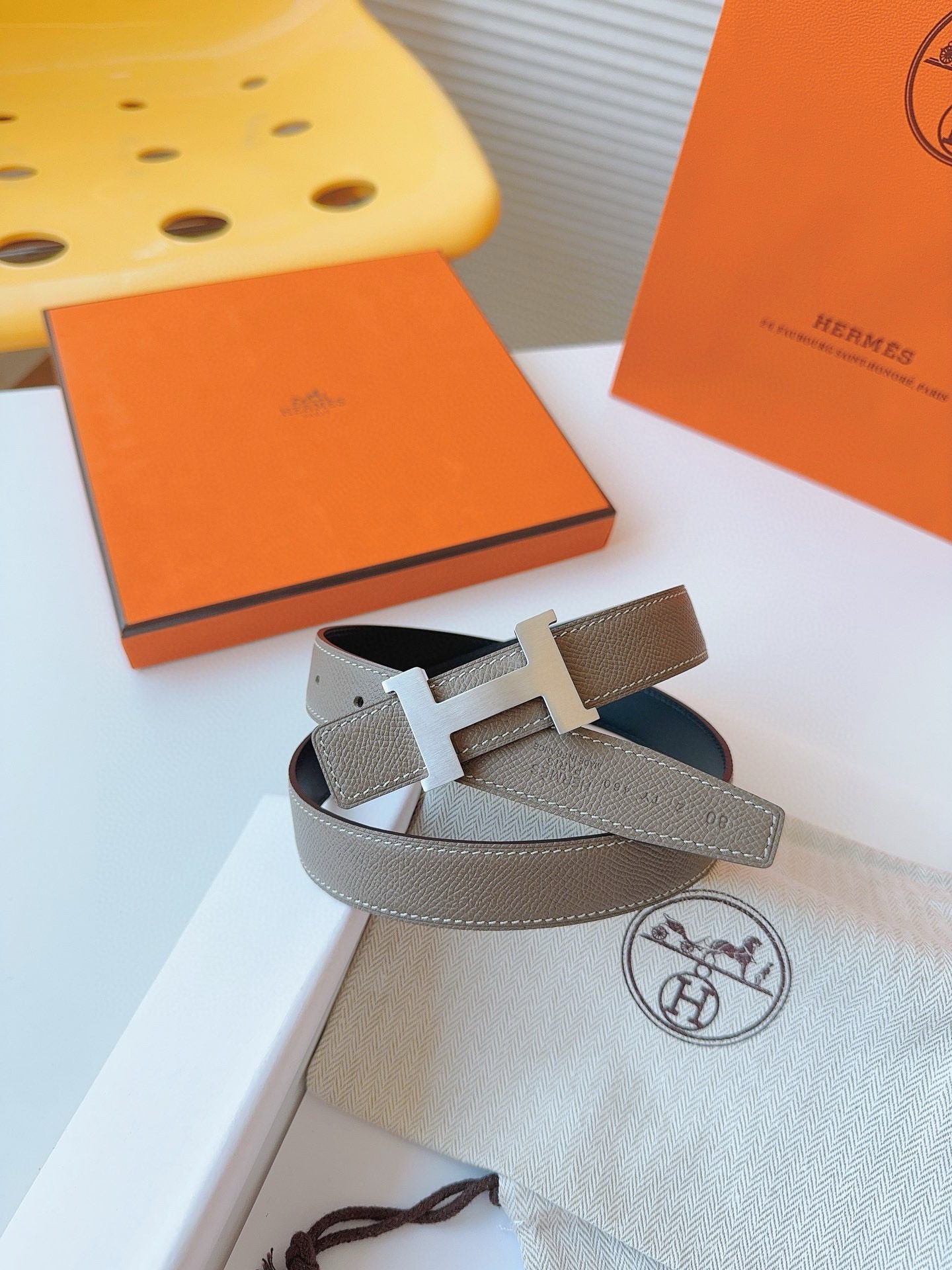 Hermès EPSOM 24mm Calfskin double-sided belt view 5