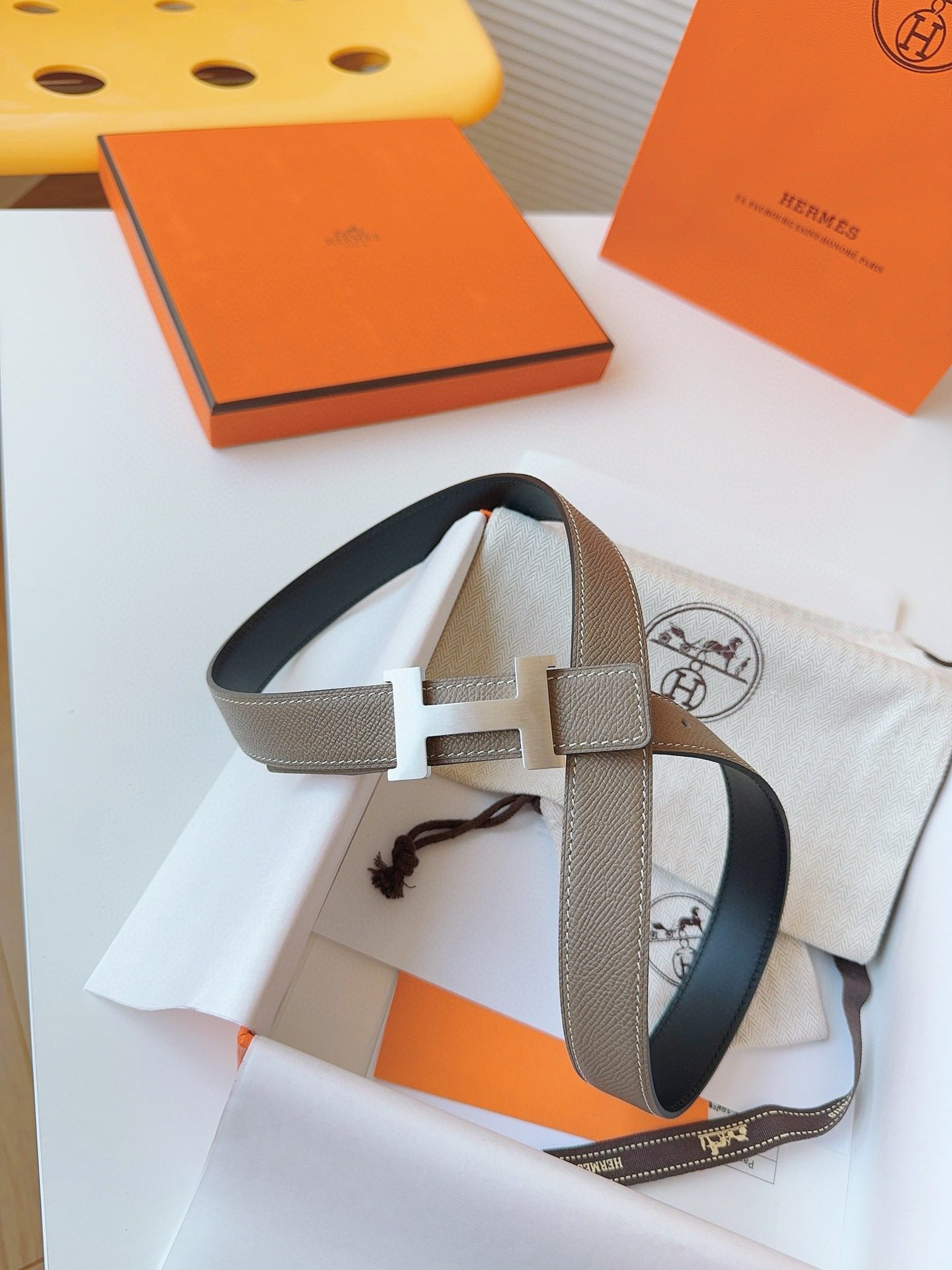 Hermès EPSOM 24mm Calfskin double-sided belt view 6