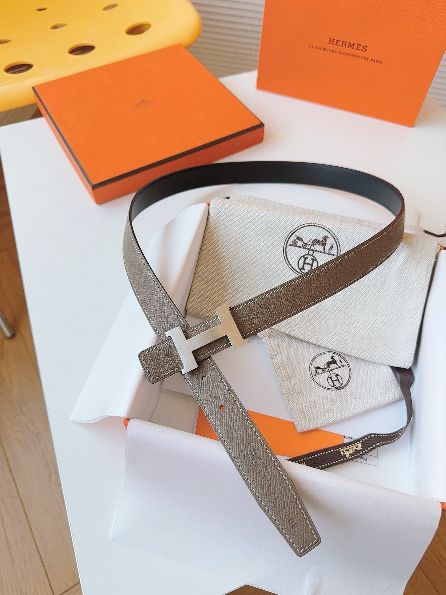 Hermès EPSOM 24mm Calfskin double-sided belt view 7