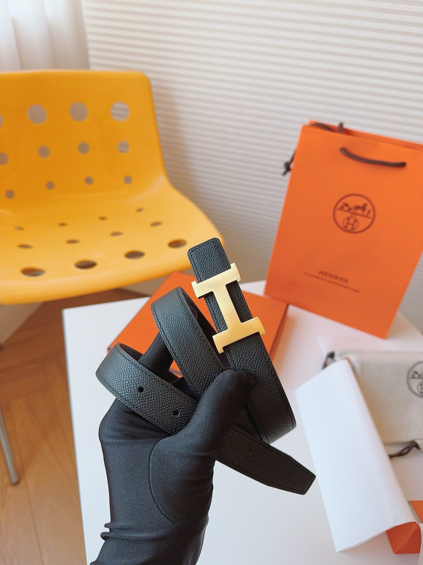 Hermès EPSOM 24mm Calfskin double-sided belt view 1