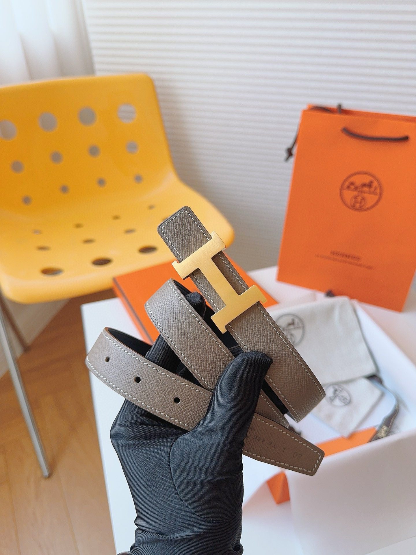 Hermès EPSOM 24mm Calfskin double-sided belt view 1