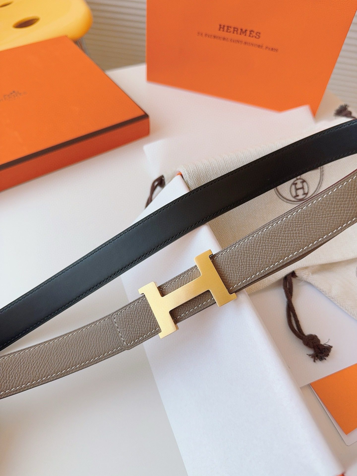 Hermès EPSOM 24mm Calfskin double-sided belt view 3