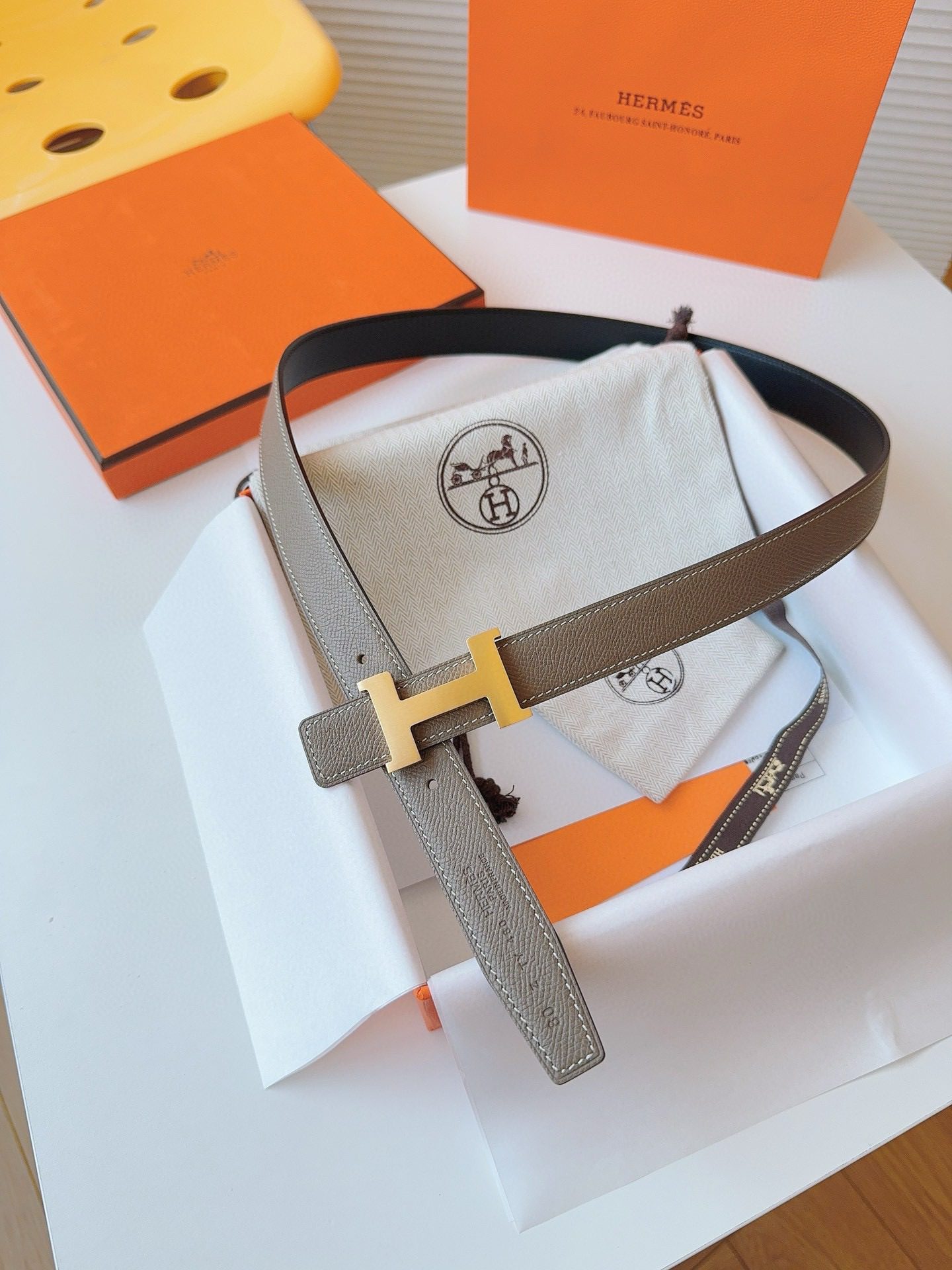 Hermès EPSOM 24mm Calfskin double-sided belt view 4