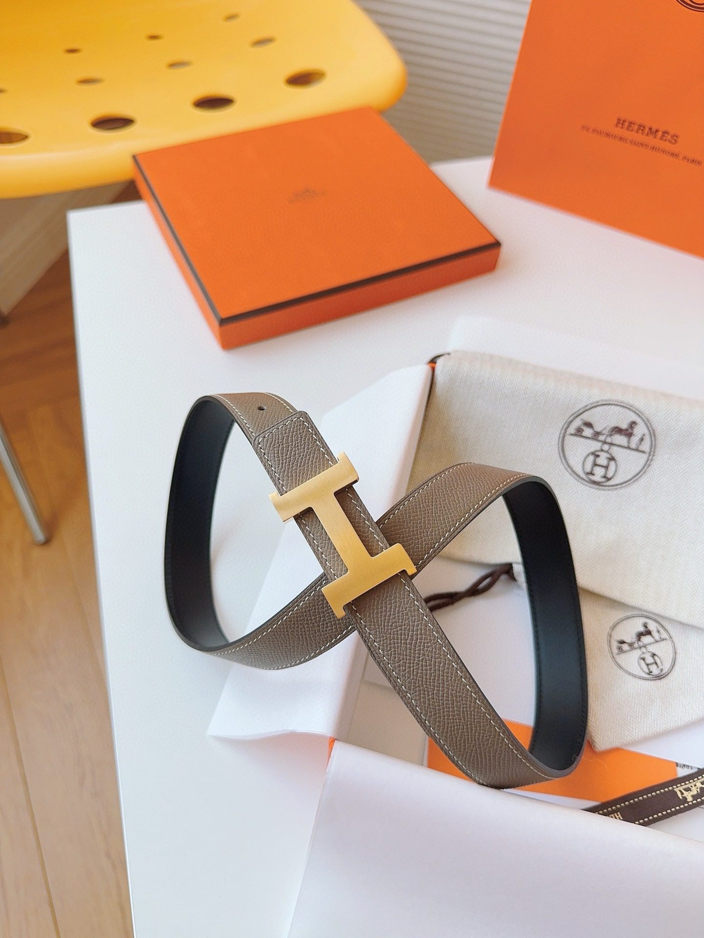 Hermès EPSOM 24mm Calfskin double-sided belt view 8